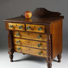 American Flame Birch Salesman’s Sample Chest of Drawers, circa 1825