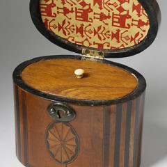 English Oval Inlaid Tea Caddy, circa 1840