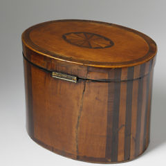 English Oval Inlaid Tea Caddy, circa 1840