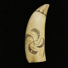 Scrimshaw Polychrome Sperm Whale Tooth, circa 1850