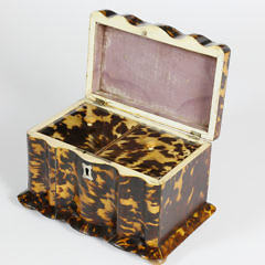 English Regency Tortoiseshell Double Compartment Tea Caddy, 19th Century