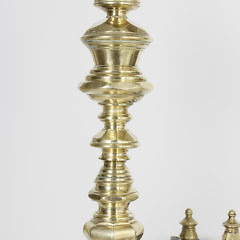 Pair of American Empire Brass Andirons, circa 1830-1840