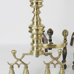 Pair of American Empire Brass Andirons, circa 1830-1840