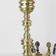 Pair of American Empire Brass Andirons, circa 1830-1840