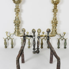 Pair of American Empire Brass Andirons, circa 1830-1840