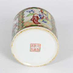 Chinese Mandarin Hand Painted Covered Porcelain Tea Caddy