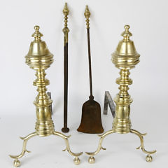 503-1865 Brass Multi-turned Andirons A_9565