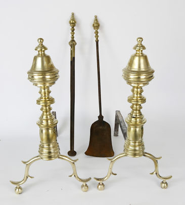 503-1865 Brass Multi-turned Andirons A_9565