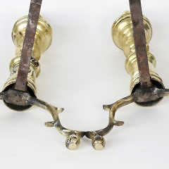 Pair of New York Multi-turned Brass Andirons, circa 1825