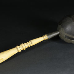 Whaleman Made Antique Whale Ivory and Coconut Shell Rum Dipper, circa 1850