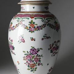 Large Antique Chinese Export Style Samson Covered Famille Rose Decorated Vase