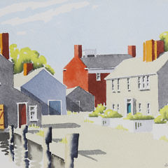 Doris and Richard Beer Watercolor on Paper “Easy Street, Nantucket”, circa 1940s