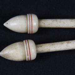 Pair of Nantucket Whaler Made Whalebone and Whale Ivory Knitting Needles, circa 1850