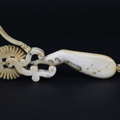 Whaler Made Antique Whale Ivory Naughty Leg Pie Crimper, circa 1850