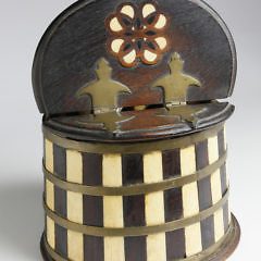 Whaler Made Antique Whalebone Brass and Wood Salt Box, circa 1850