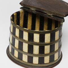 Whaler Made Antique Whalebone Brass and Wood Salt Box, circa 1850