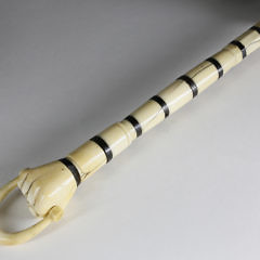 Fine Whaler Made Antique Whale Ivory, Baleen, Coconut Shell Rum Dipper, circa 1850