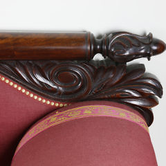 American Classical Carved Mahogany Sofa, 19th Century