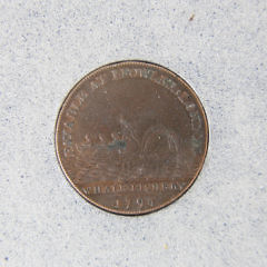 1794 Half Penny Whale Fishery Token, “Payable at I. Fowler’s London”