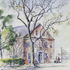 3 Alice Whitson Nantucket Watercolors, “Whaling Museum”, “Main Street”, “Brant Point”