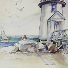 3 Alice Whitson Nantucket Watercolors, “Whaling Museum”, “Main Street”, “Brant Point”