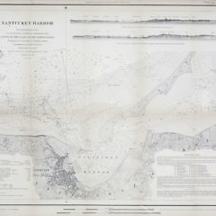 1853地图的楠塔基特岛海岸的港口调查美国