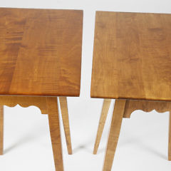 Pair of Contemporary Tiger Maple Splay Leg Stands