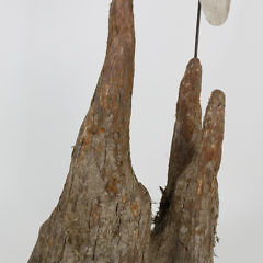 Pair of Carved and Painted Egrets on Natural Cypress Root Base, 20th Century