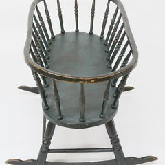 New England Green Painted Windsor Rocking Cradle, Circa 1800