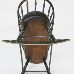 New England Green Painted Windsor Rocking Cradle, Circa 1800