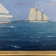 William Lowe Oil on Linen “Fair Sailing – Schooners off Nantucket”