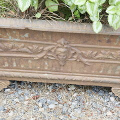 Set of Four Antique Cast Iron Rectangular Flower Planters