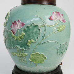 Chinese Green Glazed Ginger Jar Lamp