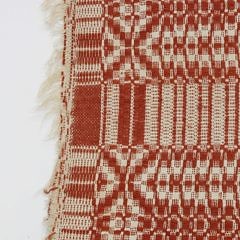 19th Century Red Jacquard Coverlet