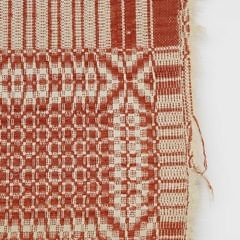 19th Century Red Jacquard Coverlet