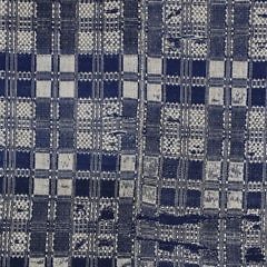 19th Century Blue and White Hand Spun Jacquard Coverlet