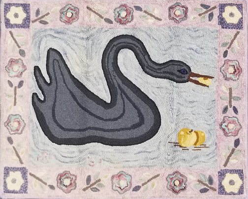 150-4800 Black Swan Hooked Rug A