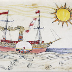 John Lochtefeld Mixed Media on Board, “Steamship”