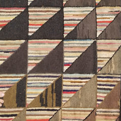 Geometric “Triangles” Hand Hooked Wool Rug, 19th century