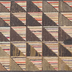 Geometric “Triangles” Hand Hooked Wool Rug, 19th century