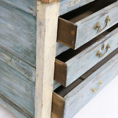 French Blue Painted Two-Part Kitchen Cupboard, 18th Century