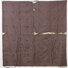 19th Century Silk Log Cabin Quilt with Velour Border