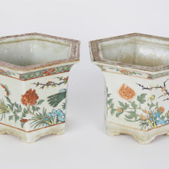 Pair of Petite Chinese Porcelain Octagonal Cache Pots