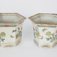 Pair of Petite Chinese Porcelain Octagonal Cache Pots