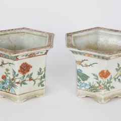 Pair of Petite Chinese Porcelain Octagonal Cache Pots