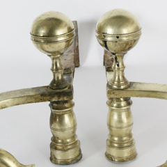 Pair of Heroic Brass Boston Ball Top Andirons, circa 1800