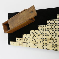 Complete Set of Sailor Made Bone and Ebony Dominoes, 19th Century