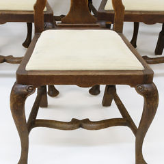 Set of 6 English Oak Queen Anne Style Side Chairs