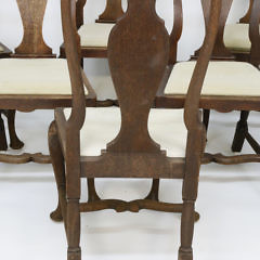 Set of 6 English Oak Queen Anne Style Side Chairs