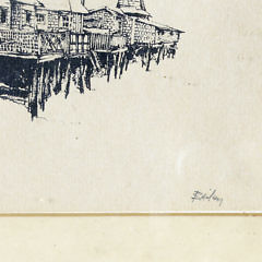 Roy Bailey Pencil Signed Etching, “Swains Wharf Nantucket”